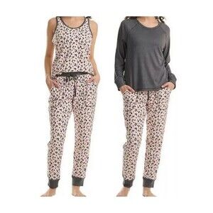 NWOT Live Love Lounge Ladies' 3-piece Lounge Set Gray Pink Animal 2X
